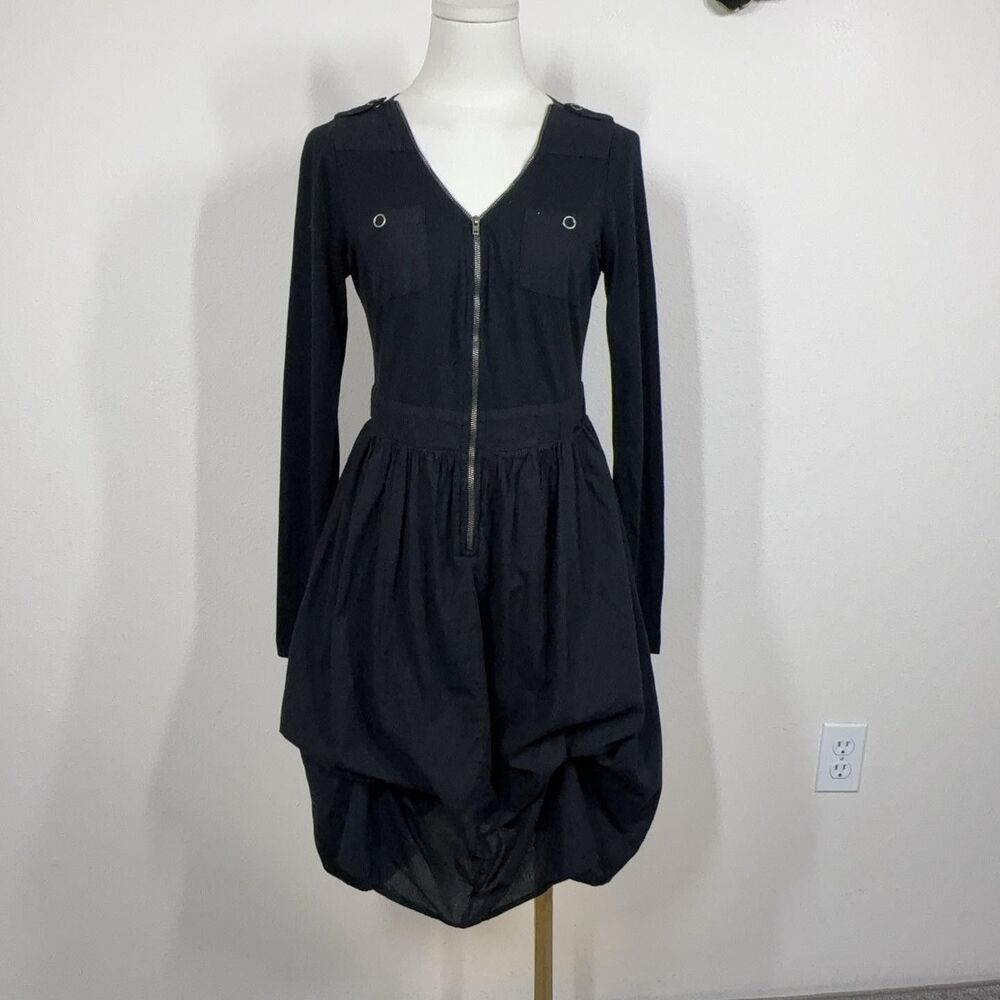 Green Dragon Dress Womens Medium Black Zip Shirt Fit Flare USA Made Gothic Emo